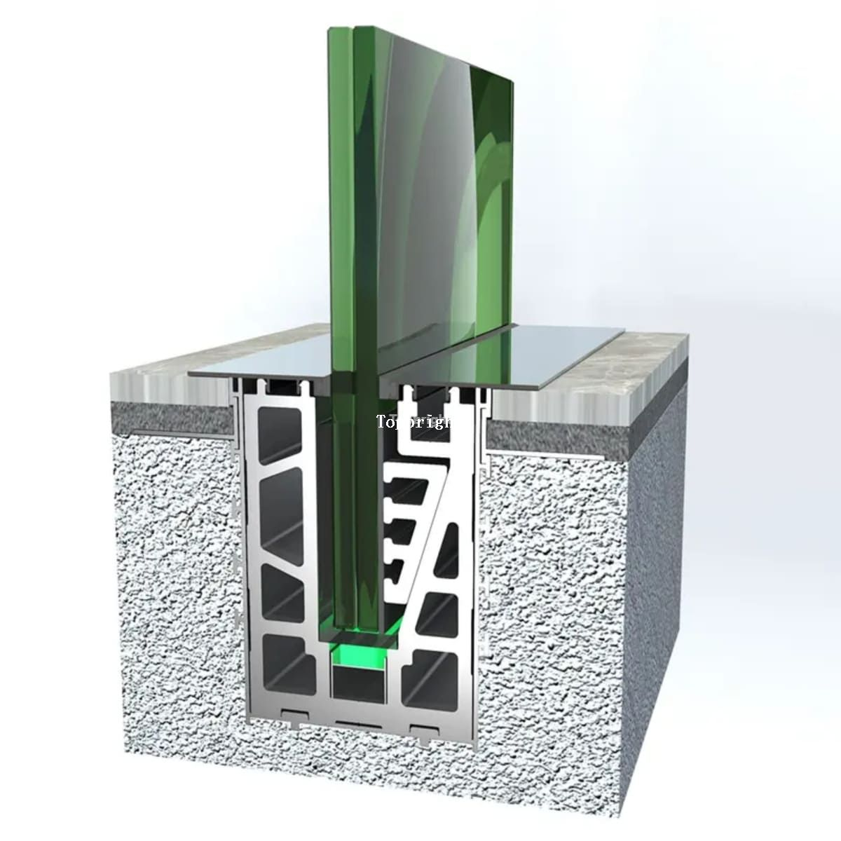 TP900 U-KANAL-GELÄNDERSYSTEM AUS GANZ GLAS IM BODEN