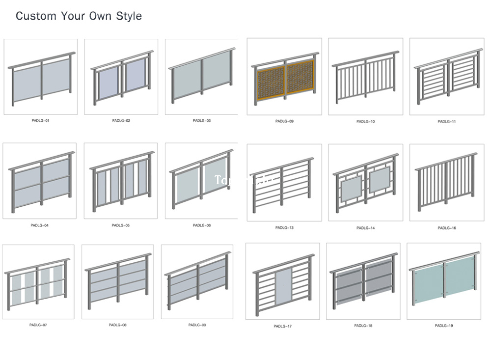 Kommerzielles Geländer aus Aluminiumglas für Wohnbalustrade TP-Rl-010